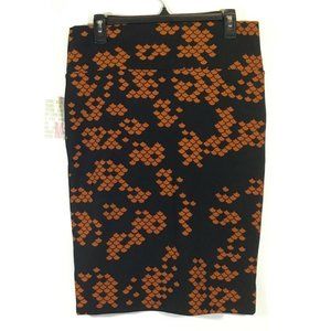LuLaRoe Cassie / Stretch Pencil Skirt / Black & Orange Fish Mermaid Scales / M